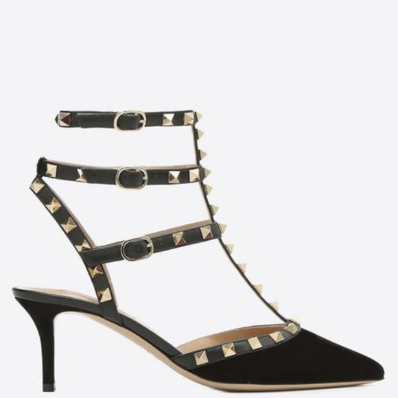 Valentino Shoes - 🆕 Valentino Black Velvet Caged Kitten Heel NIB